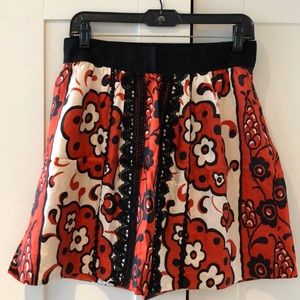 Leifsdottir Red/Black Silk Floral Skirt 6